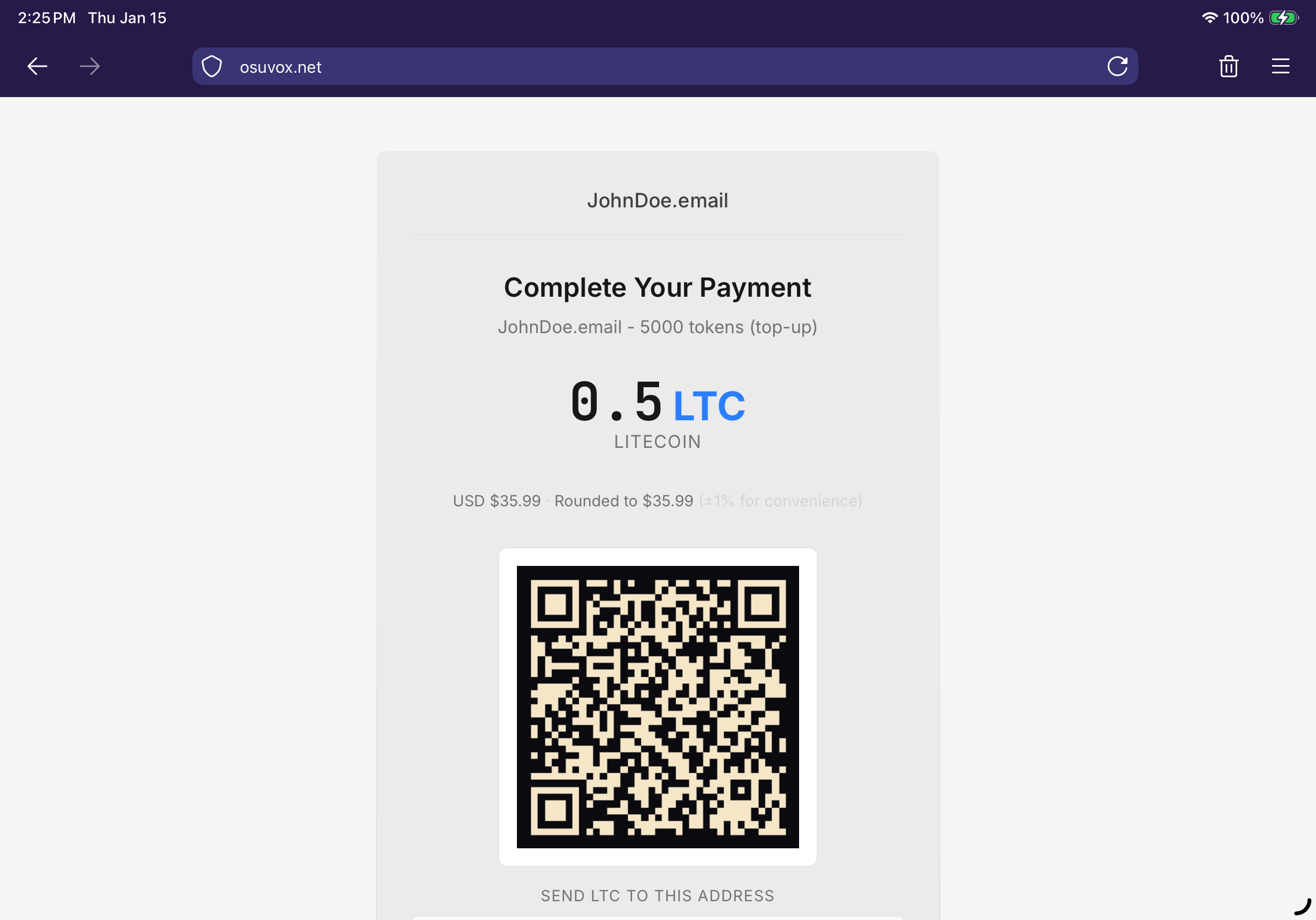 osuvox Hosted Checkout experience