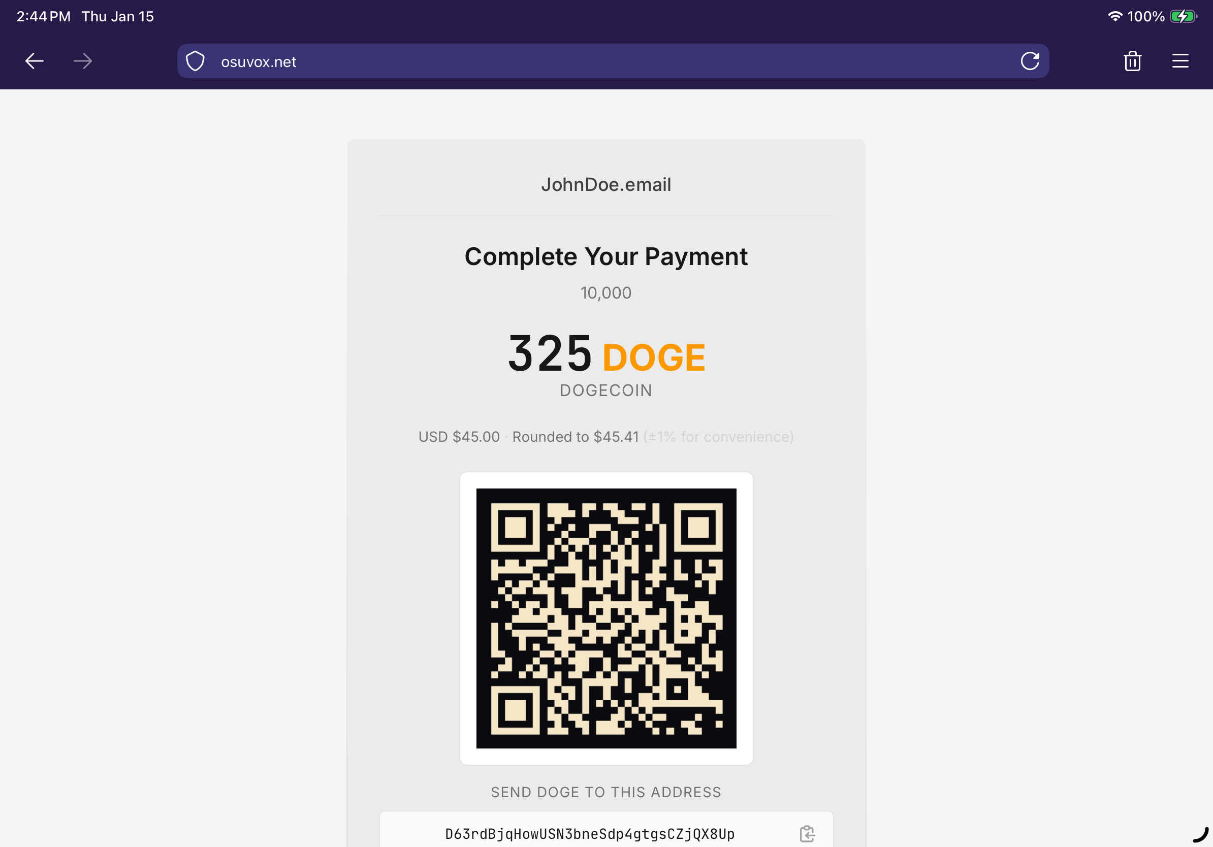 osuvox Links dashboard - publishing